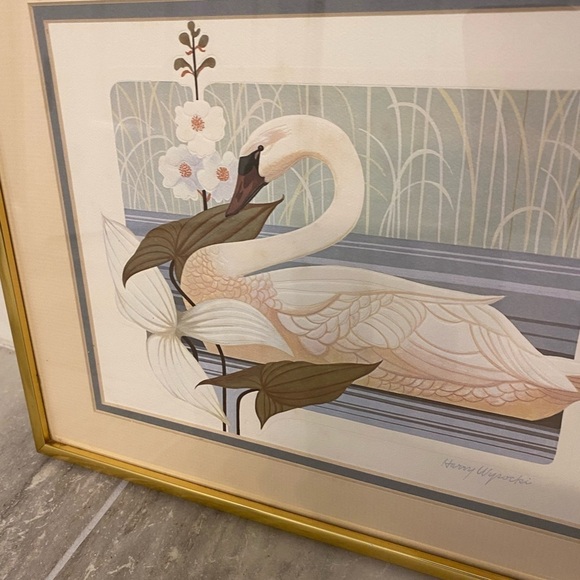 Rare Vintage Swan Lithograph Harry Wysocki Signed Asian Artwork - Picture 7 of 8